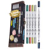 Artikelbild 1 für ONLINE® Calli.Brush Double Metallic Brush-Pens farbsortiert, 5 St., Artikelnummer 598221