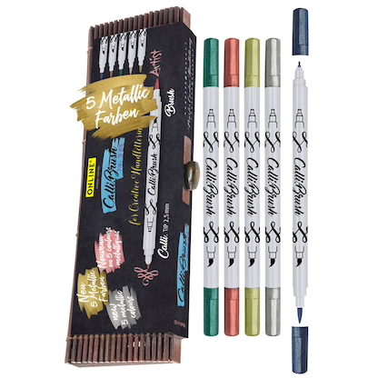 Artikelbild für ONLINE® Calli.Brush Double Metallic Brush-Pens farbsortiert, 5 St., Artikelnummer 598221