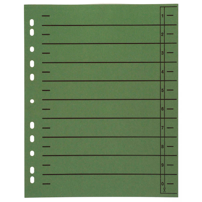 Artikelbild für Wekre Trennblätter DIN A4 0-9 grün, 230 g/m², 100 Blatt, Artikelnummer 630349
