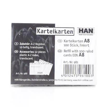 Artikelbild 3 für HAN Karteikarten DIN A8 weiß liniert, 100 St., Artikelnummer 638726