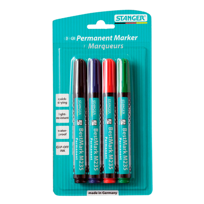 Artikelbild für STANGER BestMark M235 Permanentmarker-Set farbsortiert 1,0 - 3,0 mm, 4 St., Artikelnummer 436638