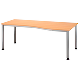 Artikelbild 1 für HAMMERBACHER Orbis höhenverstellbarer Schreibtisch buche Trapezform, 4-Fuß-Gestell silber 180,0 x 80,0/100,0 cm, Artikelnummer 484519