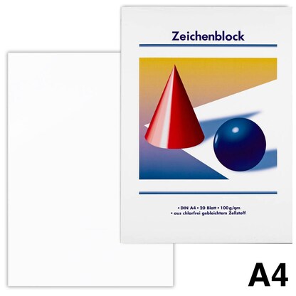 Artikelbild für Zeichenblöcke Kugel und Kegel DIN A4 100 g/qm, 20 Blatt, 5 Blöcke, Artikelnummer 426148