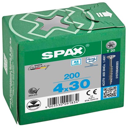 Artikelbild 2 für SPAX® Universalschrauben T20 Senkkopf Edelstahl A2 0197000400303 4 mm x 30 mm, 200 St., Artikelnummer 394947