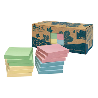 Artikelbild für inFO Recycling Haftnotizen 5644-88BOX farbsortiert, 12 Blöcke, Artikelnummer 883619