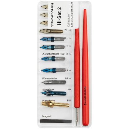 Artikelbild für STANDARDGRAPH Schul-/Kunstschrift Kalligrafie-Set rot verschiedene Federbreiten, 1 Set, Artikelnummer 712533