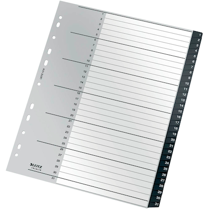 Artikelbild 2 für LEITZ Ordnerregister recycle 1218 DIN A4 Vollformat, Überbreite 1-31 schwarz 31-teilig, 1 Satz, Artikelnummer 304374