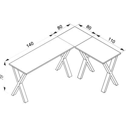 Artikelbild 2 für VCM my office Lona Schreibtisch anthrazit rechteckig, X-Fuß-Gestell silber 220,0 x 80,0 cm, Artikelnummer 269207