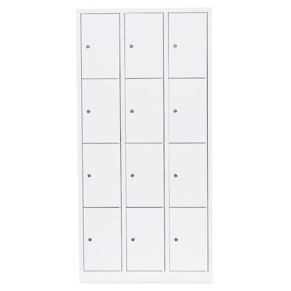 Artikelbild 2 für LÜLLMANN Schließfachschrank signalweiß 520437, 12 Schließfächer 88,5 x 50,0 x 180,0 cm, Artikelnummer 830873