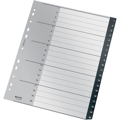 Artikelbild 2 für LEITZ Ordnerregister recycle 1211 DIN A4 Vollformat, Überbreite 1-20 schwarz 20-teilig, 1 Satz, Artikelnummer 304382