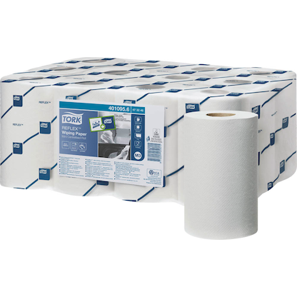 Artikelbild für TORK Putztuchrollen Reflex 1-lagig weiß, 343 Blätter, 12 Rollen, Artikelnummer 486502