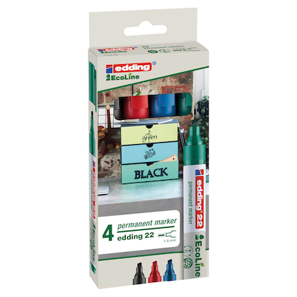 Artikelbild für edding 22 EcoLine Permanentmarker farbsortiert 1,0 - 5,0 mm, 4 St., Artikelnummer 345413