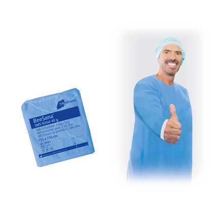 Artikelbild 3 für Meditrade® unisex Schutzkittel BeeSana® SMS blau Einheitsgröße 10 St., Artikelnummer 563249