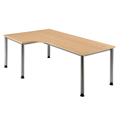 Artikelbild für HAMMERBACHER Orbis höhenverstellbarer Schreibtisch buche L-Form, 5-Fuß-Gestell silber 200,0 x 80,0/120,0 cm, Artikelnummer 484949