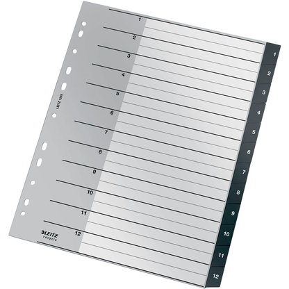 Artikelbild 2 für LEITZ Ordnerregister recycle 1209 DIN A4 Vollformat, Überbreite 1-12 schwarz 12-teilig, 1 Satz, Artikelnummer 304404