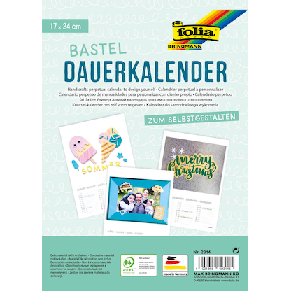 Artikelbild für folia Kalender zum Selbstgestalten 17,0 x 24,0 cm jahresunabhängig, 1 St., Artikelnummer 478903