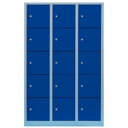 Artikelbild 2 für LÜLLMANN Schließfachschrank enzianblau, lichtgrau 523931, 15 Schließfächer 118,5 x 50,0 x 190,0 cm, Artikelnummer 188827