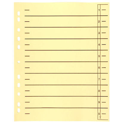 Artikelbild für Wekre Trennblätter DIN A4 0-9 gelb, 230 g/m², 100 Blatt, Artikelnummer 630438