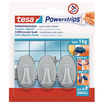 Artikelbild für tesa Oval Small Klebehaken für max. 1,0 kg, 1,4 x 3,4 cm, 3 St., Artikelnummer 739117