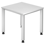 Artikelbild 1 für HAMMERBACHER Akandia höhenverstellbarer Schreibtisch weiß quadratisch, 4-Fuß-Gestell silber 80,0 x 80,0 cm, Artikelnummer 625172