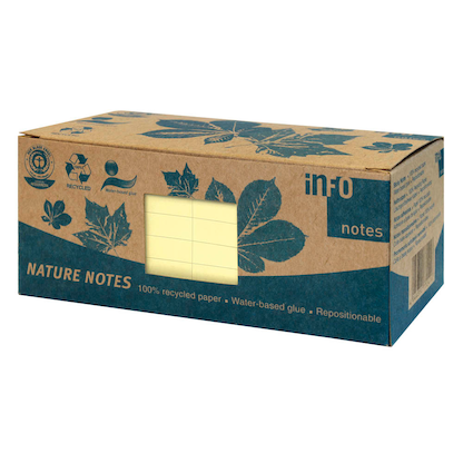Artikelbild 2 für inFO Recycling Haftnotizen 5654-11BOX gelb, 12 Blöcke, Artikelnummer 883367