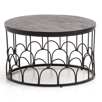 Artikelbild für WOHNLING Couchtisch rund Massivholz schwarz 60,0 x 60,0 x 36,0 cm, 1 St., Artikelnummer 314639