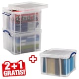 Artikelbild 1 für 2 + 1 GRATIS: Really Useful Box Aufbewahrungsboxen 2x 35,0 l transparent 48,0 x 39,0 x 31,0 cm, 2 St. + GRATIS 1 St., Artikelnummer 475798