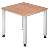 Artikelbild 1 für HAMMERBACHER QS08 höhenverstellbarer Schreibtisch nussbaum quadratisch, 4-Fuß-Gestell silber 80,0 x 80,0 cm, Artikelnummer 847044