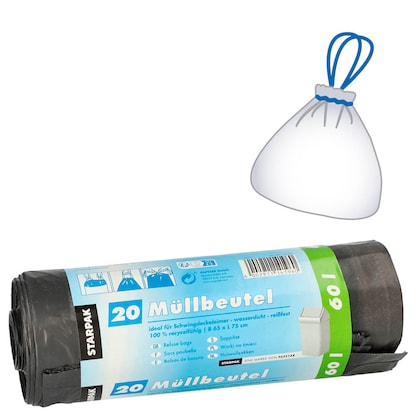 Artikelbild für STARPAK Müllbeutel 60,0 l schwarz 22,0 µm, 20 St., Artikelnummer 515580