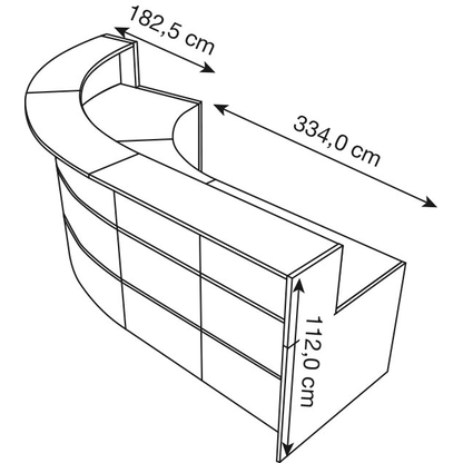 Artikelbild 2 für Kerkmann Empfangstheke BARI gebogen, weiß, anthrazit 334,0 x 182,5 x 112,0 cm, Artikelnummer 690394