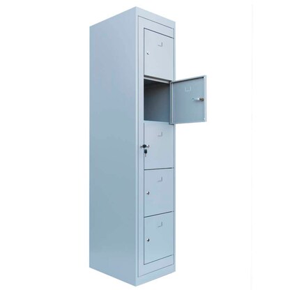 Artikelbild 2 für LÜLLMANN Schließfachschrank lichtgrau 526050, 5 Schließfächer 40,0 x 50,0 x 180,0 cm, Artikelnummer 186118