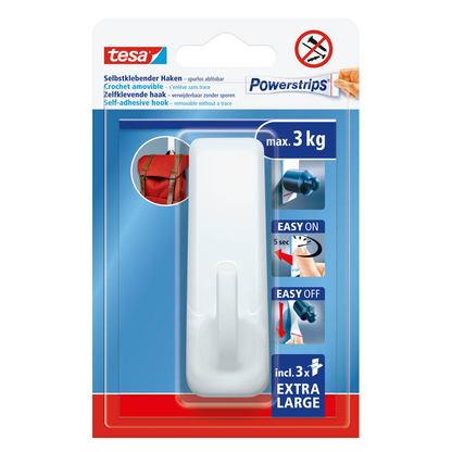 Artikelbild für tesa Powerstrips XL Eckig Klebehaken für max. 3,0 kg, 36,1 x 29,7 mm, 1 St., Artikelnummer 464657