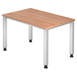 Artikelbild 1 für HAMMERBACHER QS12 höhenverstellbarer Schreibtisch nussbaum rechteckig, 4-Fuß-Gestell silber 120,0 x 80,0 cm, Artikelnummer 847071