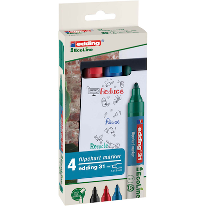 Artikelbild 2 für edding 31 Ecoline Flipchart-Marker farbsortiert 1,5 - 3,0 mm, 4 St., Artikelnummer 494961