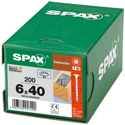 Artikelbild 7 für SPAX® Holzbauschrauben T30 Tellerkopf WIROX 0251010600405 6 mm x 40 mm, 200 St., Artikelnummer 398408