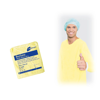 Artikelbild 3 für Meditrade® unisex Schutzkittel BeeSana® PP/PE gelb Einheitsgröße 10 St., Artikelnummer 565026