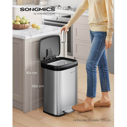 Artikelbild 7 für SONGMICS Mülleimer 50,0 l silber, 1 St., Artikelnummer 291027