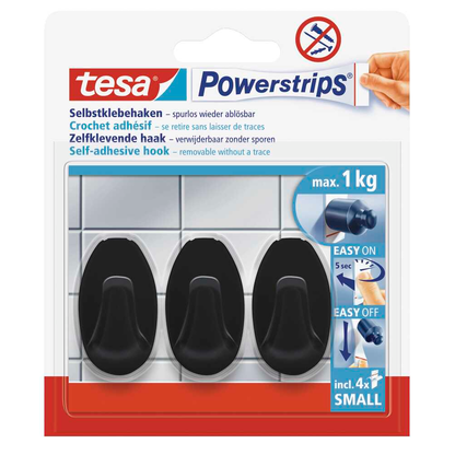 Artikelbild für tesa Oval Small Klebehaken für max. 1,0 kg, 1,4 x 3,4 cm, 3 St., Artikelnummer 739163