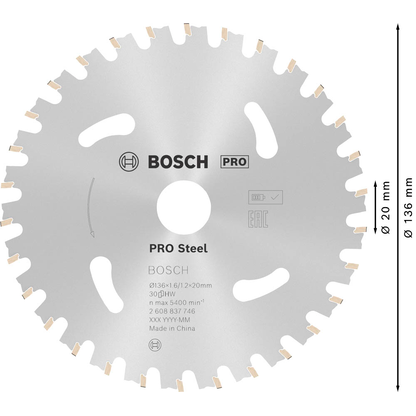 Artikelbild 3 für BOSCH Standard for Steel Kreissägeblatt 136,0 mm, 30 Zähne, 1 St., Artikelnummer 218838