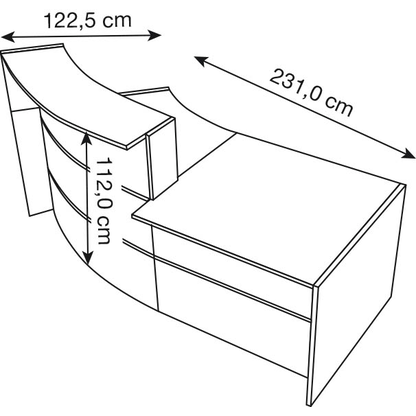 Artikelbild 2 für Kerkmann Empfangstheke BARI gebogen, weiß, anthrazit 231,0 x 122,5 x 112,0 cm, Artikelnummer 690425