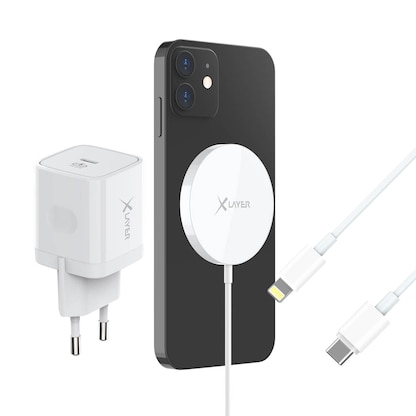 Artikelbild für XLAYER Wireless Magnetic Starter Set Induktive Ladestation weiß, Kabellänge: 1,0 m, 15 Watt, Artikelnummer 649407