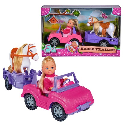 Artikelbild für Simba Jeep Pferdeanhänger mit Pony Evi LOVE Puppe, Artikelnummer 957904