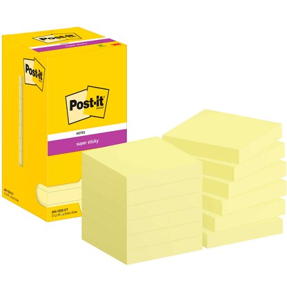 Artikelbild für Post-it® Super Sticky Notes Haftnotizen extrastark 65412SY gelb, 12 Blöcke, Artikelnummer 442293