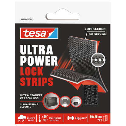 Artikelbild für tesa Klettband Ultra Power Lock schwarz, 4 St., Artikelnummer 464707