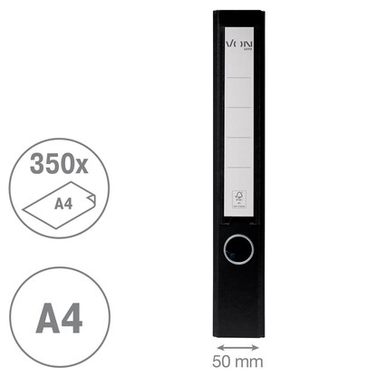 Artikelbild 4 für VON LEITZ Ordner schwarz Karton 5,0 cm DIN A4, 1 St., Artikelnummer 635809