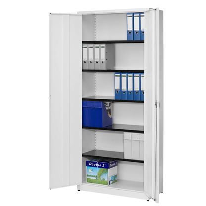 Artikelbild 6 für mauser Stahlschrank entero BF4/22 STG 9010/9010 reinweiß 5 Fachböden 95,0 x 42,0 x 220,0 cm, aufgebaut, 1 St., Artikelnummer 260005