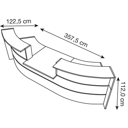 Artikelbild 2 für Kerkmann Empfangstheke BARI gebogen, anthrazit, weiß 357,5 x 122,5 x 112,0 cm, Artikelnummer 690457