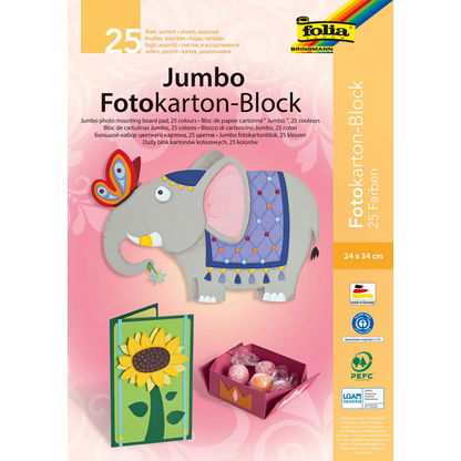 Artikelbild für folia Fotokarton JUMBO farbsortiert 300 g/qm 25 Blatt, Artikelnummer 481642