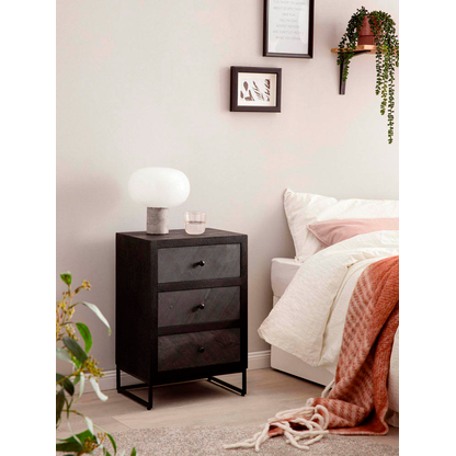 Artikelbild 3 für WOHNLING Nachttisch rechteckig Massivholz schwarz 40,0 x 30,0 x 60,0 cm, 1 St., Artikelnummer 314256