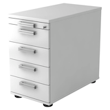 Artikelbild 1 für HAMMERBACHER Akandia Standcontainer weiß 5 Auszüge Stahl-Relinggriff silber 42,8 x 80,0 x 72,0 - 76,0 cm, Artikelnummer 625917